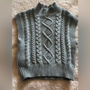 Wilfred Gray Cable Knit Sleeveless Turtleneck Vest